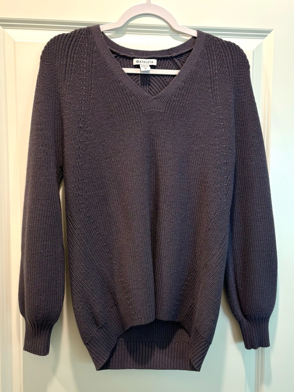 Athleta Women’s V-Neck Knit Plum Sweater